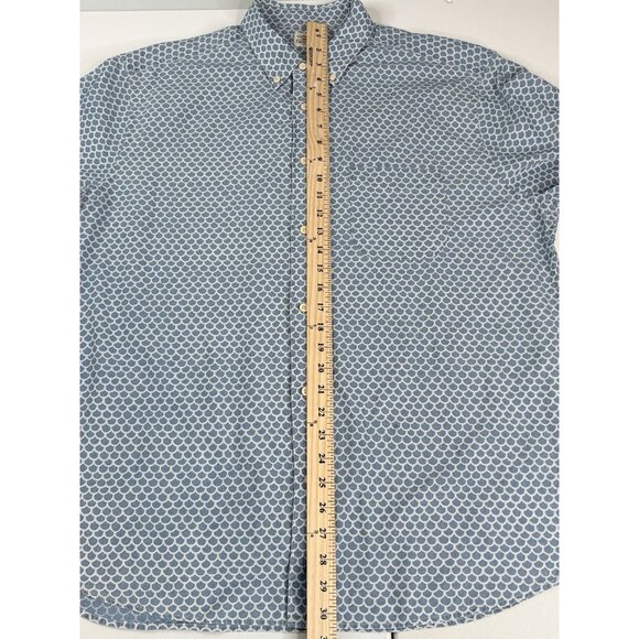 Faherty Playa Short Sleeve Button Down Blue Shirt Men’s XL Beach Fish Scale AOP - Picture 10 of 14